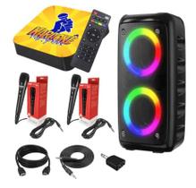 Karaokê Party Box Profissional 2 Microfones Caixa de Som De 2000 Músicas Com Pontuação ORIGINAL