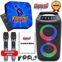 Karaoke Party Box Profissional Azul +2 Microfones Sem Fio +Caixa De Som +De 2000 Músicas +Catálogo Encadernado (Sistema Com Pontuação)
