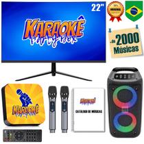 Karaoke Party Box Profissional +Monitor +Caixa De Som +2 Microfones Sem Fio +Catálogo De Músicas Impresso
