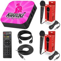 Karaoke Party Box Rosa +de 1000 Músicas +2 Microfones Com Pontuação