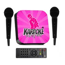 Karaoke Party Box Rosa +de 1000 Músicas +2 Microfones Com Pontuação