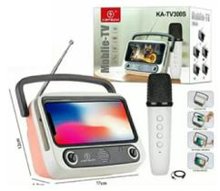 Karaokê Portátil Bluetooth com Microfone e Suporte Celular - KAPBOM