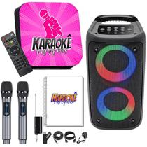 Karaoke Profissional +2Mic Sem Fio +Caixa De Som +Catalogo - Karaokê Party Box
