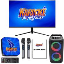 Karaoke Profissional +Monitor +2 Mic Sem Fio +Caixa De Som