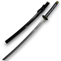 Katana Samurai Preta Decorativa Cabo Trançado Com Suporte