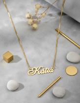 KÁTIA COLAR DE NOME FOLHEADO A OURO 18k