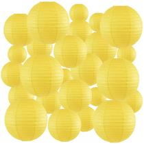 Katie Semo, 24 peças de lanternas de papel amarelo, abajures de 15 a 30 cm