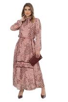 Kauly3361 Vestido Longo Midi Blusê em Crepe Elástico Cintura Cor:EstampadoTamanho:P/38 Kauly3361 Vestido Longo Midi Blusê em Crepe Elástico Cintura Cor:EstampadoTamanho:P/38