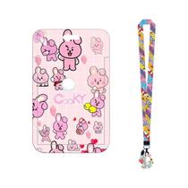 Kawaii Bt21 Cooky Cordão Chaveiro Abs Refeição Bus Id Card Holder Capa Protetora Anti-perda