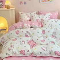 Kawaii Hello Kitty 4 Unidades Conjunto De Cama De Desenho Animado De Anime Capa De Edredom De