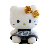 Kawaii Preto Ouro Kuromi Kt Gato Brinquedo De Pelúcia Travesseiro Macio Recheado 25cm Sanrio Anime