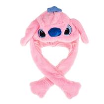 Kawaii Stitch LED Chapéu De Pelúcia Com Orelhas Móveis Brilhantes Coelho Saltando Boné De Inverno