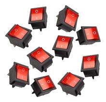 KCD4-201N Interruptor On Off Chave Gangorra 2 Posição Liga Desliga cor Vermelho com Luz LED Neon Para Aparelhos eletrônicos - Kit 10 peças