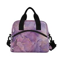 Kcldeci Purple Golden Marble Lunch Bag para mulheres isoladas lancheira lancheira lancheira reutilizável resfriamento tote com alça de ombro ajustável para trabalho ao ar livre adulto