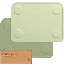 KeaBabies Juego de 2 Manteles Individuales de Silicona para Niños Pequeños - 30x23 cm Antideslizantes con Succión para Comedores Infantiles, Fácil de Limpiar, Ideal para Viajes, Material Alimentario Libre de BPA (Color Salvia)