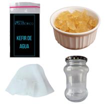 Kefir Probiótico Desidratado de Agua Com Tampa Voal, Vidro de 500 mls e Manual