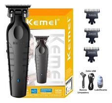 Kemei 2299 Profissional: Máquina de Cortar Cabelo e Barba Recarregável Bivolt em Aço Inox