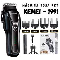 Kemei KM-1991 Aparador Recarregável para Pets, Silencioso e Eficiente Kemei KM-1991 Aparador Recarregável para Pets, Silencioso e Eficiente