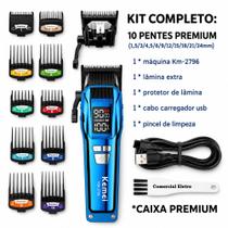 Kemei KM-2796 Aparador de Cabelo Azul Clipper Profissional Aparador Elétrico Recarregável Barbeiro Kemei KM-2796 Aparador de Cabelo Azul Clipper Profissional Aparador Elétrico Recarregável Barbeiro