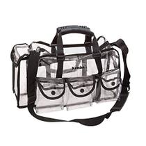 Kemier Clear Travel Makeup Bag com 6 bolsos externos, caso organizador cosmético com alça de ombro, grande