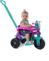 Kendy Triciclo Baby Dog Verde e Rosa Suporta 16kg Motoca Infantil Menino Andador c/ Haste e Protetor Brinquedo