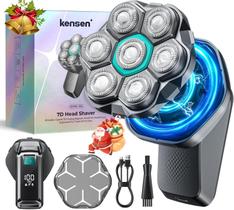 kensen Aparador de Cabeça 7D para Homens Calvos - Barbeador Elétrico de Velocidade Dupla, Presente de Natal Aparador e Barbeador Elétrico IPX6 à Prova d'Água para Barbear Molhado e Seco com Display LED Sem Fio Preto