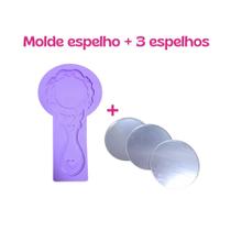 KEP1 Molde de silicone espelho mão + 3 espelhos resina decorar KEP1 Molde de silicone espelho mão + 3 espelhos resina decorar