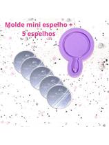 KEP10 Molde de silicone mini espelho redondo + 5 espelhos resina decorar