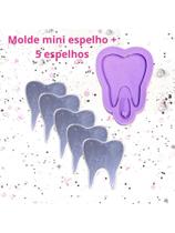KEP12 Molde de silicone mini espelho dente + 5 espelhos resina decorar