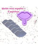 KEP13 Molde de silicone mini espelho boca + 5 espelhos resina decorar KEP13 Molde de silicone mini espelho boca + 5 espelhos resina decorar