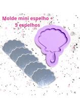 KEP15 Molde de silicone mini espelho concha + 5 espelhos resina decorar