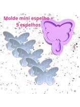 KEP16 Molde de silicone mini espelho borboleta + 5 espelhos resina decorar
