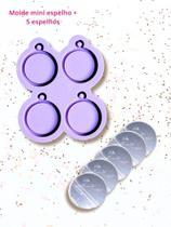KEP21 Molde de silicone mini espelho Redondinho + 5 espelhos resina decorar KEP21 Molde de silicone mini espelho Redondinho + 5 espelhos resina decorar
