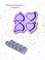 KEP23 Molde de silicone mini espelho Coração + 5 espelhos resina decorar KEP23 Molde de silicone mini espelho Coração + 5 espelhos resina decorar