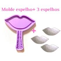 KEP4 Molde de silicone espelho de boCa + 3 espelhos resina decorar KEP4 Molde de silicone espelho de boCa + 3 espelhos resina decorar