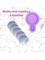 KEP7 Molde de silicone mini espelho floral + 5 espelhos resina decorar