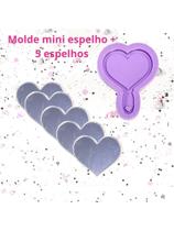 KEP9 Molde de silicone mini espelho coração + 5 espelhos resina decorar