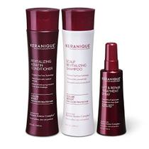 Keranique Color Boost Anti-Hair Loss Kit - inclui shampoo de crescimento capilar e condicionador para cabelo fino tratado de cor e spray de reparo e elevação de volume instantâneo, 60 dias