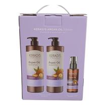 Kerasys argan oil baby powder fragance gift set kit (2 sh 1 lt + serum 100ml)