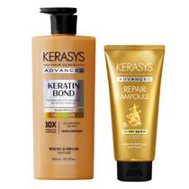 Kerasys Duo reparação Intensa (Keratin Bond Deep Repair Shampoo 600ml + Advanced Ampoule Repair 10x Máscara 300ml)