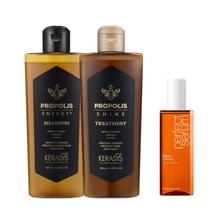 Kerasys Kit Korean Trio Propolis Shine Sh180ml + Tratamento 180ml + Perfect Serum 30ml
