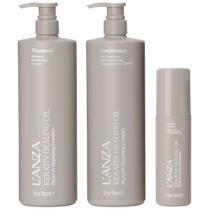 Keratin Oil Shampoo, Condicionador Lustrous 950ml e Defrizz Lanza Keratin Oil Shampoo, Condicionador Lustrous 950ml e Defrizz Lanza