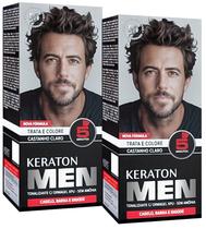 Kert Kit 2 Tonalizante Keraton Men Cabelo, Barba e Bigode Castanho Claro