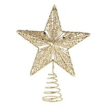 KESYOO Chritmas Glitter Star Tree Topper Requintado Iron Star Tree Topper Ornament Metal Christmas Tree Decor para Home Bar Xmas Tree Decor (Ouro)