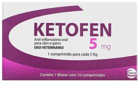 Ketofen 5mg 10 comprimidos Ceva Anti-inflamatório Cães e Gatos
