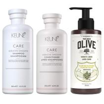 Keune & Korres Kit Shampoo + Condicionador + Sabonete Líquido Flor de Oliveira