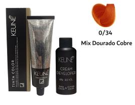 Keune Tinta Color 0/34 Mix Dourado Cobre + Developer 20vol Keune Tinta Color 0/34 Mix Dourado Cobre + Developer 20vol