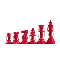 Keychain Chess Set WE Games Bulk 17 peças de xadrez de plástico vermelho