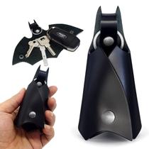 KeyChain Leather Bat CAILLU para homens e mulheres, estojo de porta-chaves de carro