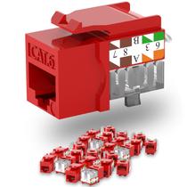 Keystone Jack Cat6 Slim Lysymixs 90 graus vermelho (pacote com 25)